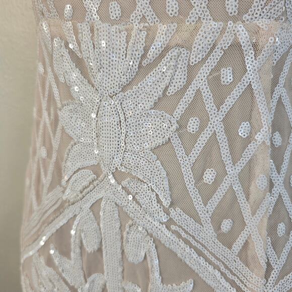Lulus Destined for Romance Maxi Dress Women's XS Beige White Sequin Bridal - Picture 6 of 16